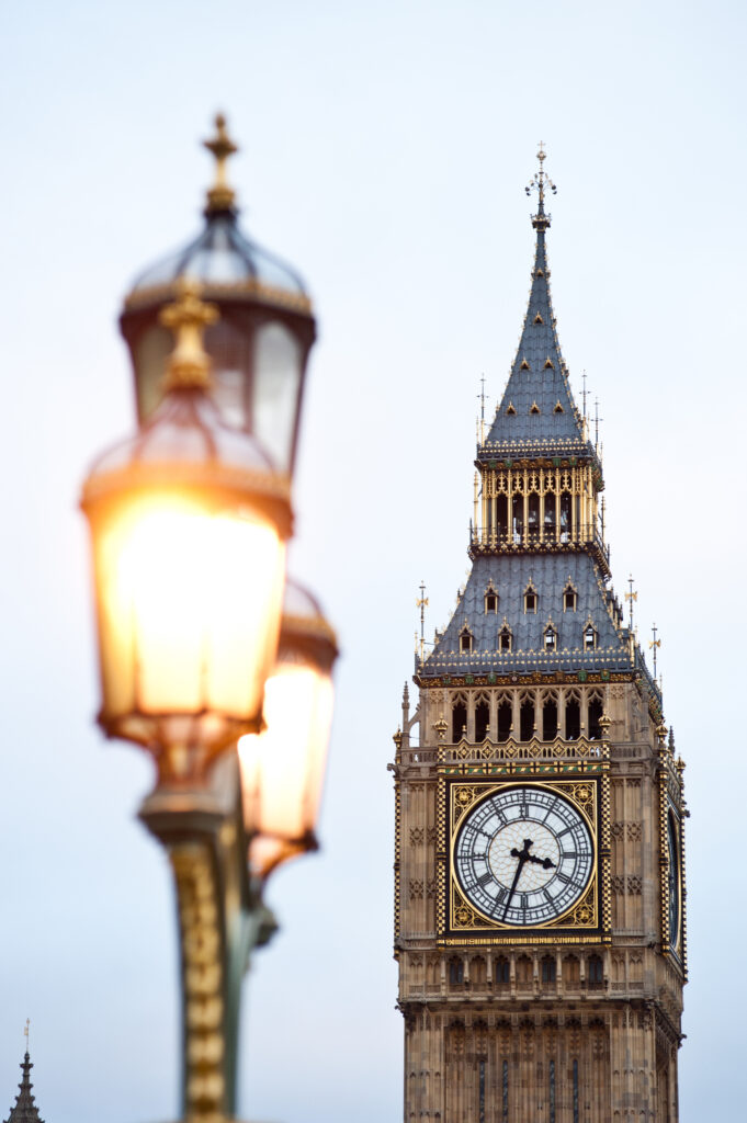The Palace of Westminster and Big Ben illuminated at night