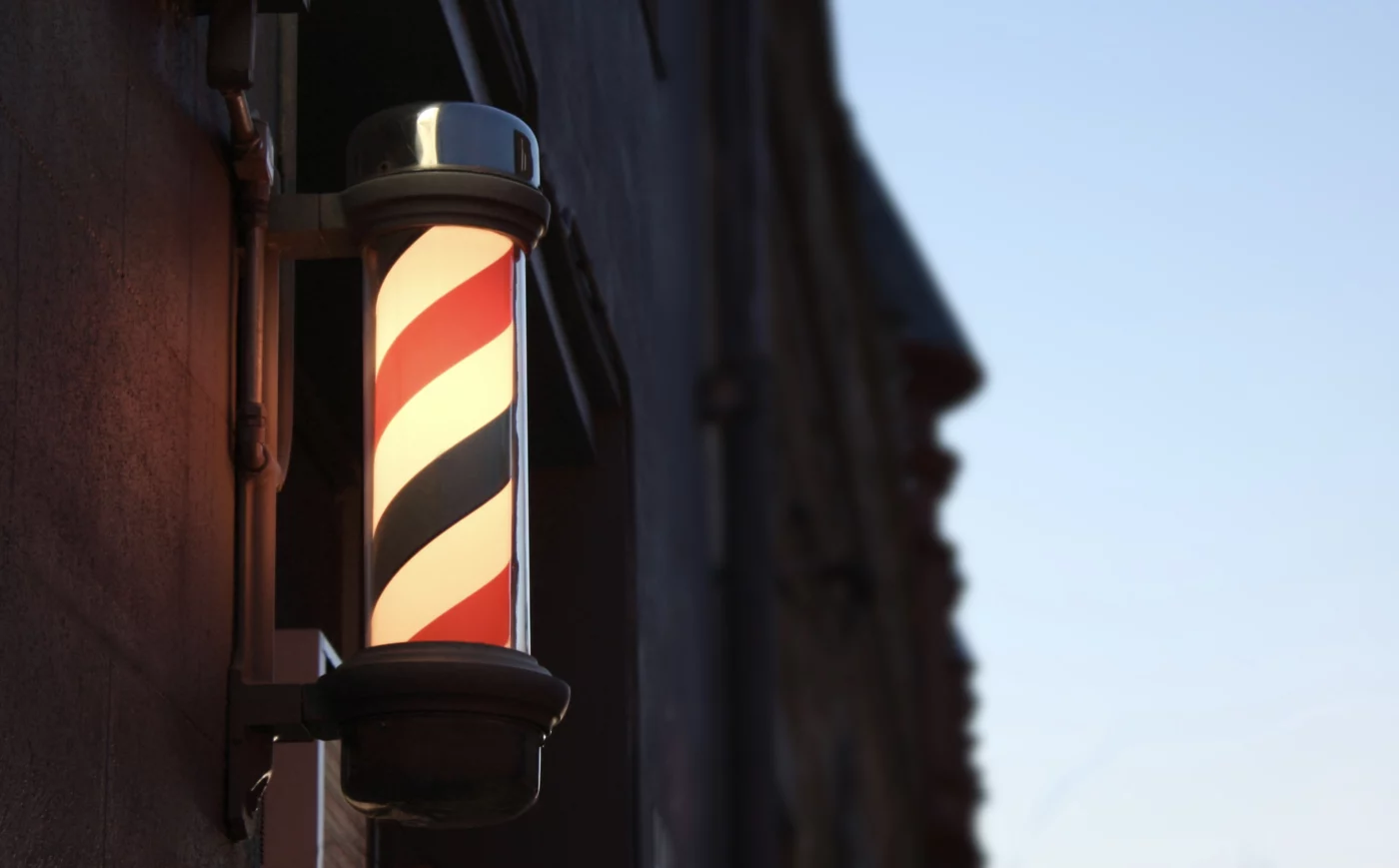Classic barber pole sign