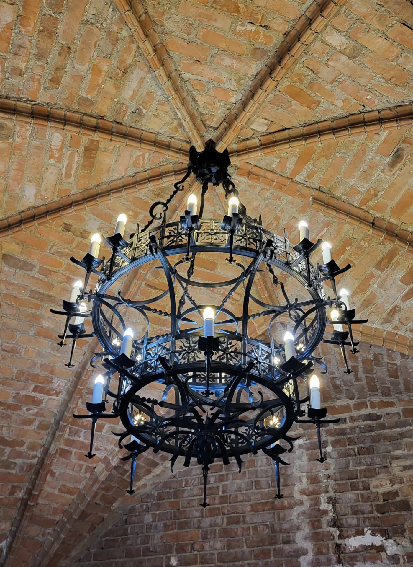 Historic chandelier inside Trakai Castle, Lithuania
