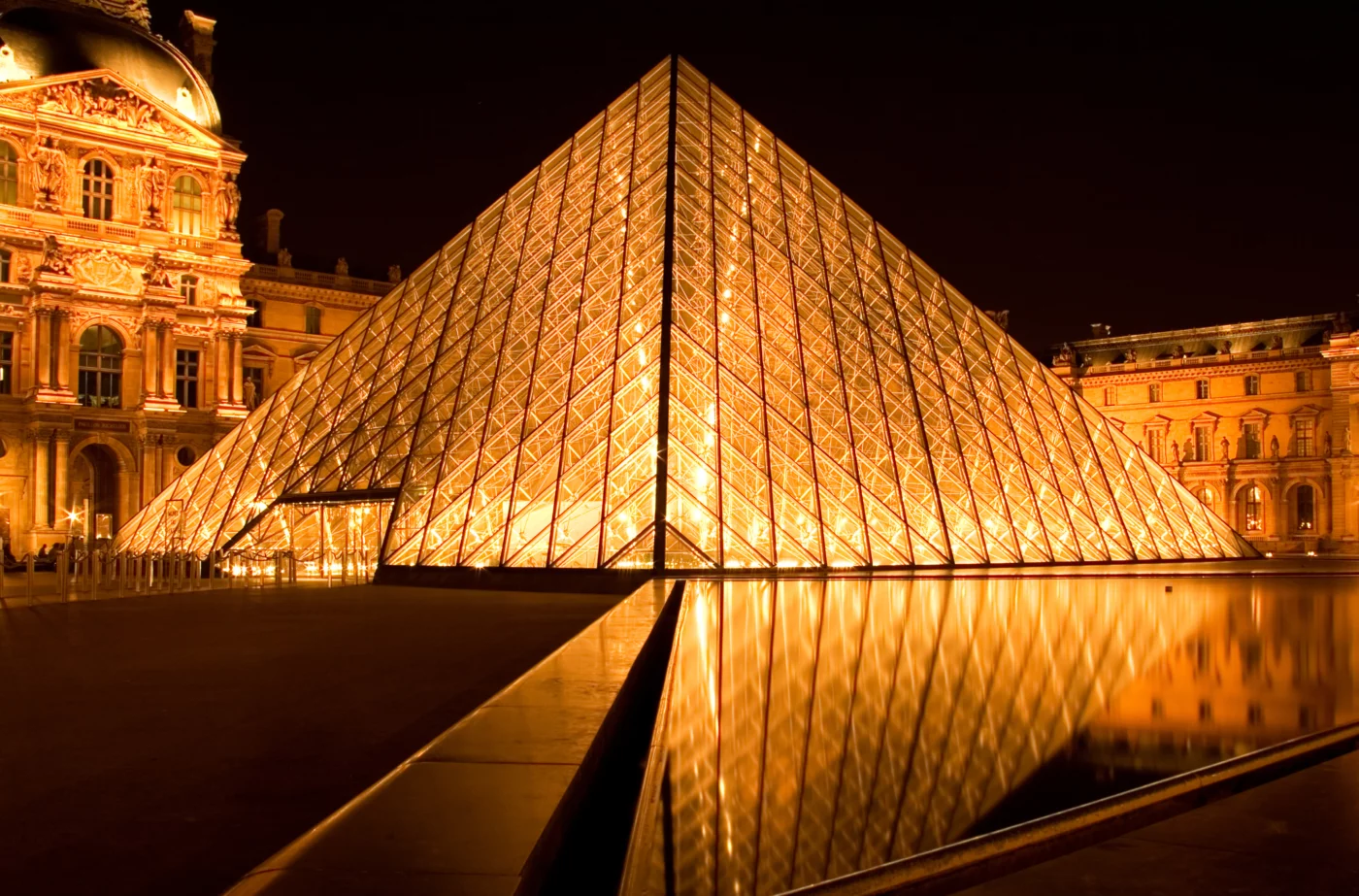 The Louvre Pyramid at night