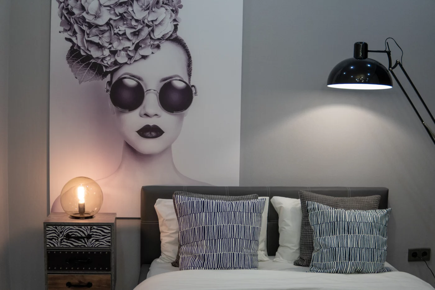 Chic monochrome bedroom